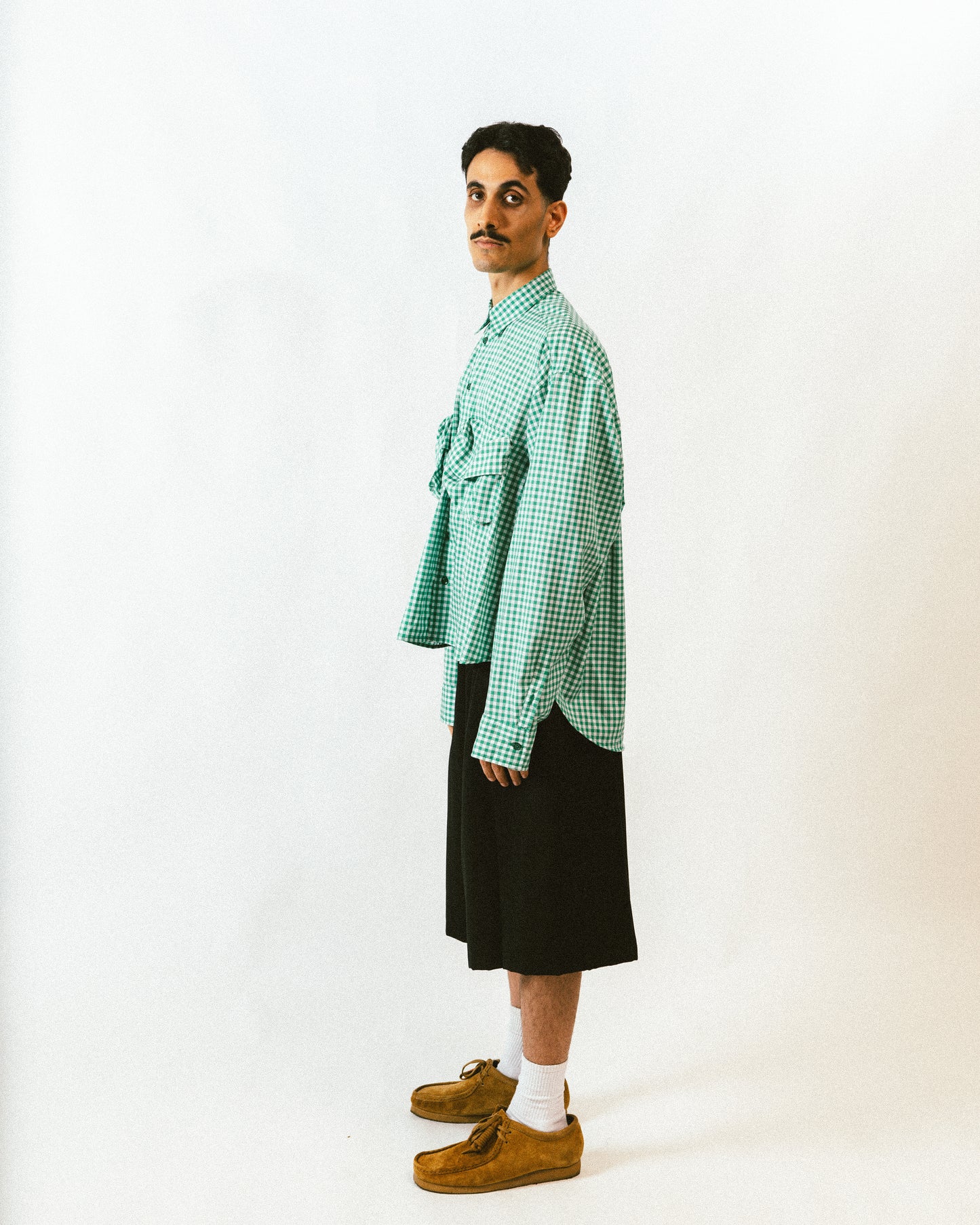 FLANNEL BOXY SHIRT - GREEN